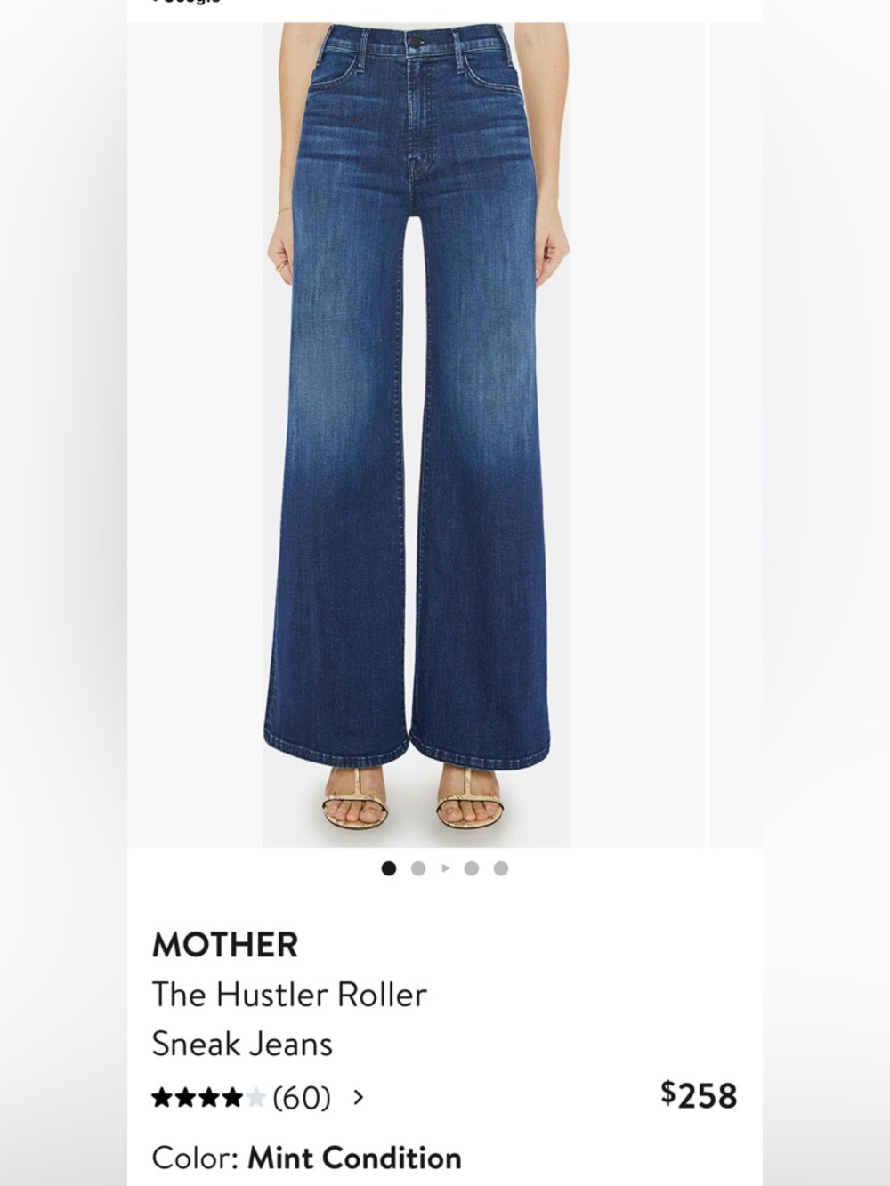 MOTHER The Hustler Roller Sneak Jeans Denim Wide Leg Faded Dark Blue 28 $258 New - Picture 5 of 13